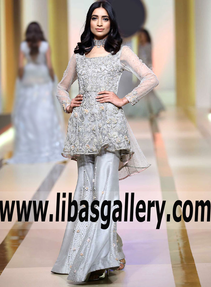 Indian Pakistani Peplum Outfits For Parties at qhbcw 2017 Ayesha and Usman Qamar Designer Clothing Shop LA, USA, L.A