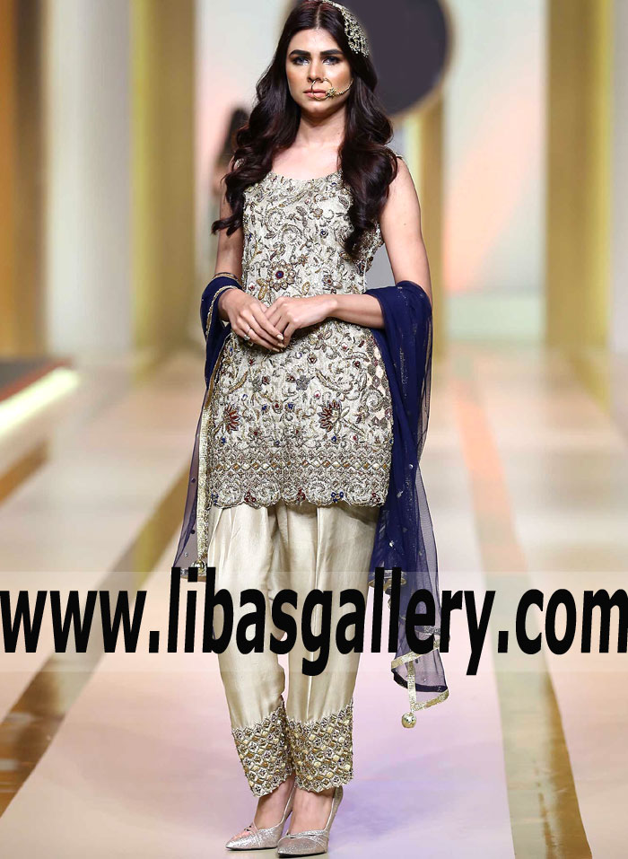 Pakistani Party Outfit For Big Occasions at QMobile HUM Bridal Couture Week Exotic Shalwar Kameez Trouser