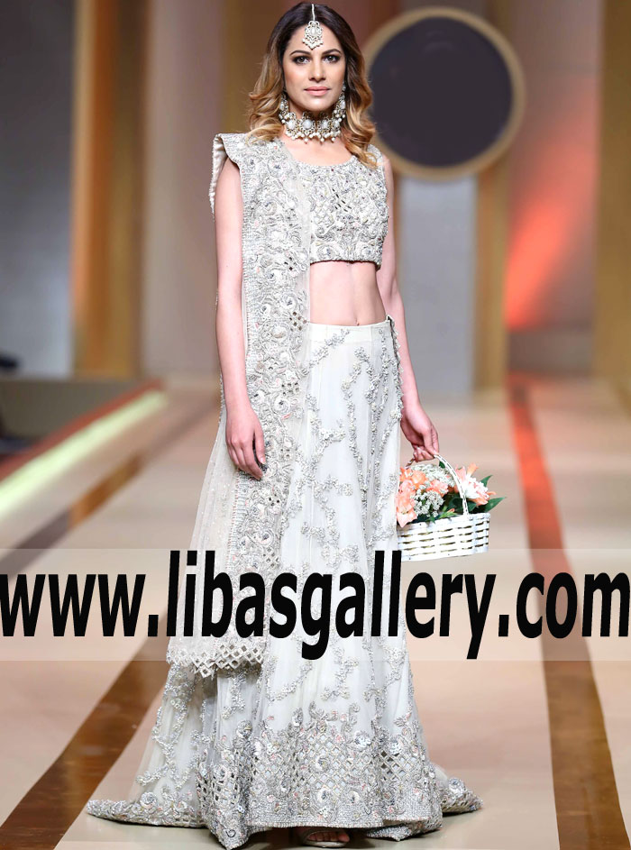 Majestic Bridal Dresses Fremont California CA USA Ash-white Gladiolus Lehenga Aysha and Usman Qamar