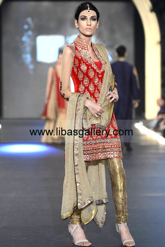 Buy Online Shalwar Kameez for Shaadi, Valima, Engagement  Bridal Collection at PFDC LOreal Paris Bridal Week 2013-2014 By Asifa & Nabeel Churidar Suits UK USA Canada