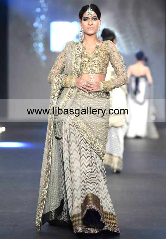 Bridal Dresses Online Sharara Collection, Amethyst Designer Sharara Bridal Wear By Sana Safinaz Bridal Collection at PFDC L`Oreal Paris Bridal Week 2013 For Weddings Shop Online in UK