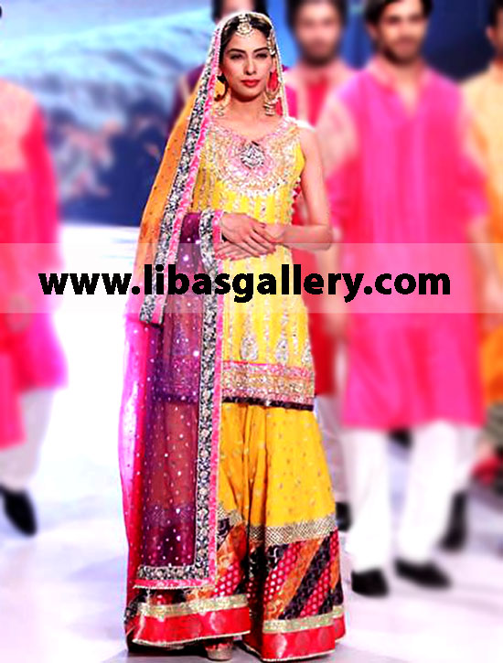 Shop Latest Mayon Mehndi Dresses Trend 2014 from Zainab Chottani Bridal Collection at PBCW 2014 in San Francisco Bay Area, New York City and Washington DC. New York Buy Online