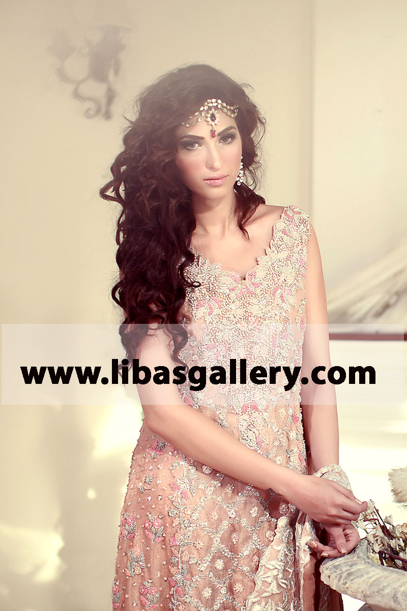 Traditional Bridal Wedding Dress with Flared Sharara Traditional Bridal Wedding Dresses Pakistan Tena Durrani Pakistan Bridal Couture Week 2014, 2015 New Arrivals Bridal Wear