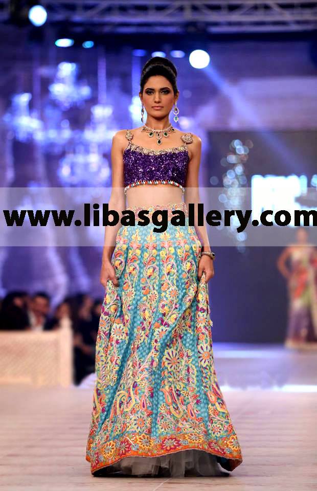 Nomi Ansari Haute Couture Choli Lehenga Dresses At PLBW 2014-2015, Formal and Party wear Collections by Nomi Ansari at Highly Affordable Prices, only on libasgallery.com in uk london newyork,