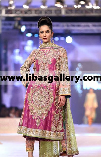 Nomi Ansari Occasion wear Gul Collection Designer Churidar Suits Online At PFDC L LOreal Paris Bridal Week 2014-2015 Nomi Ansari Bridal Party Dresses 2014 Buy Online Occasion wear Designer Churidar Suits Online in Toronto, Canada. Affordable Prices
