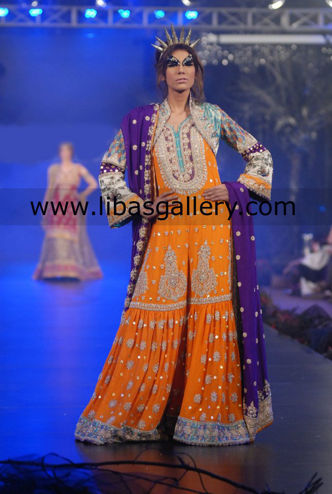 Buy Pakistani Bridal Wear with Embellished Suits At PFDC Fashion Show 2013 Collection By Designer Mehdi In Norfolk, Richmond, Charlottesville, Alexandria, Virginia USA