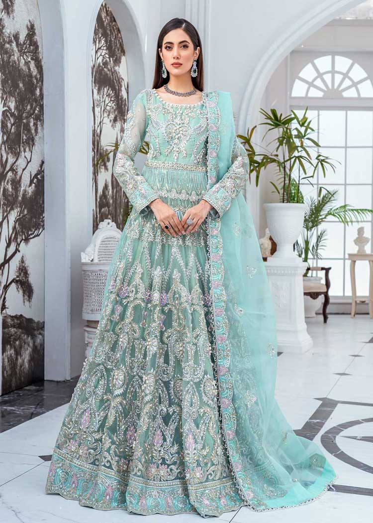 Embroidered long gown icy morn with embroidered dupatta for occasion