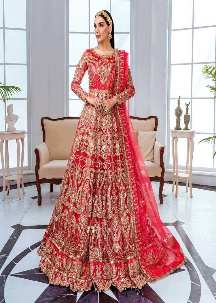 Embroidered wedding gown marina with embroidered dupatta for barat day