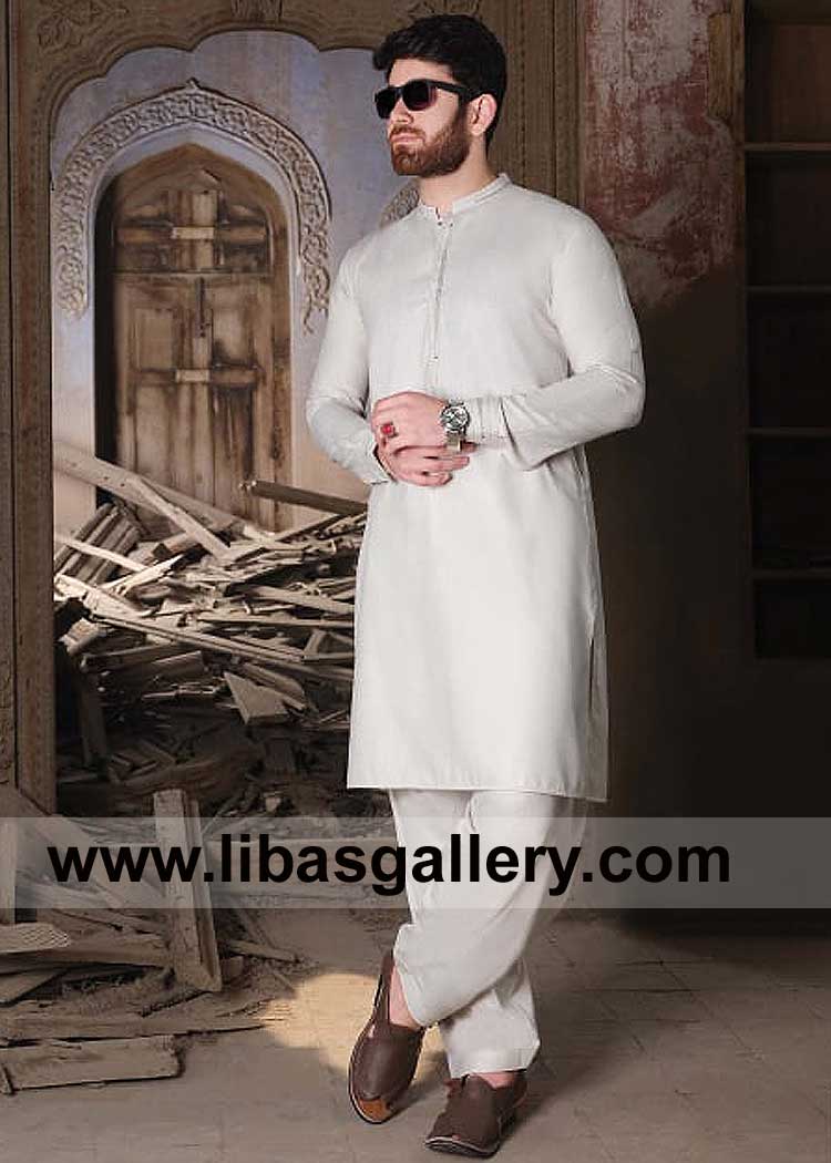 Men Kurta Shalwar medium length for Eid and Jumma prayer