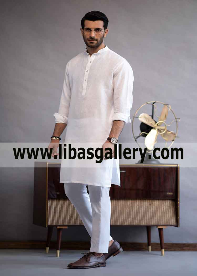 latest hot weather season white kurta pajama for common man protect yourself from heat wave wear Pakistani dress asia europe america