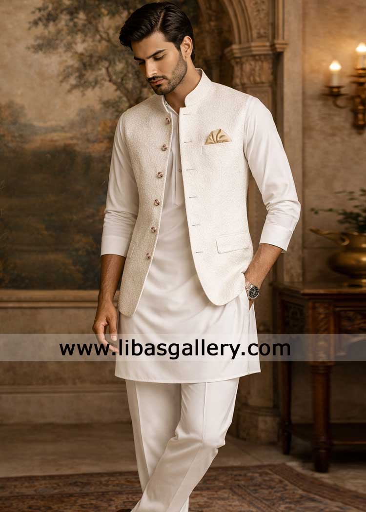 Off white Luxury Waistcoat Style for Men Occasion