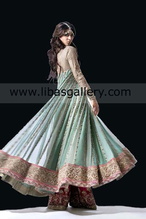 Pine Green Lincoln Anarkali