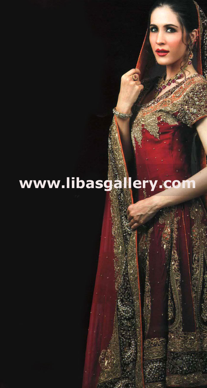 Deep Red Crown Bridal Dress