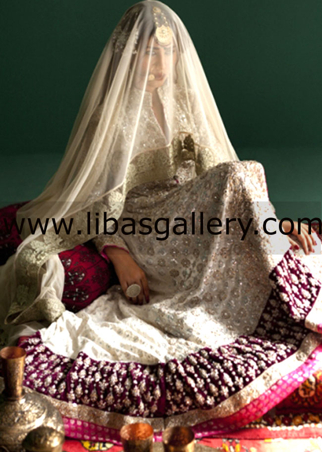 Zainab Chottani- Brilliantly Designed Crinkle Chiffon Bridal Lehenga 2014 by Zainab Chottani in London, Manchester, Birmingham UK Original Quality & at Most Affordable Prices