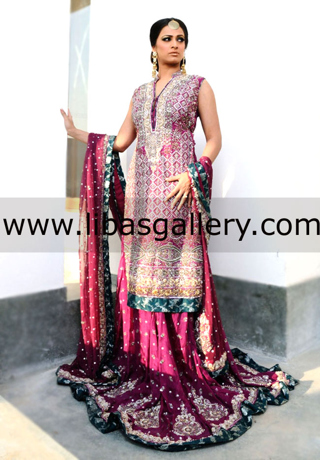 Maroon Bourges Bridal Wear
