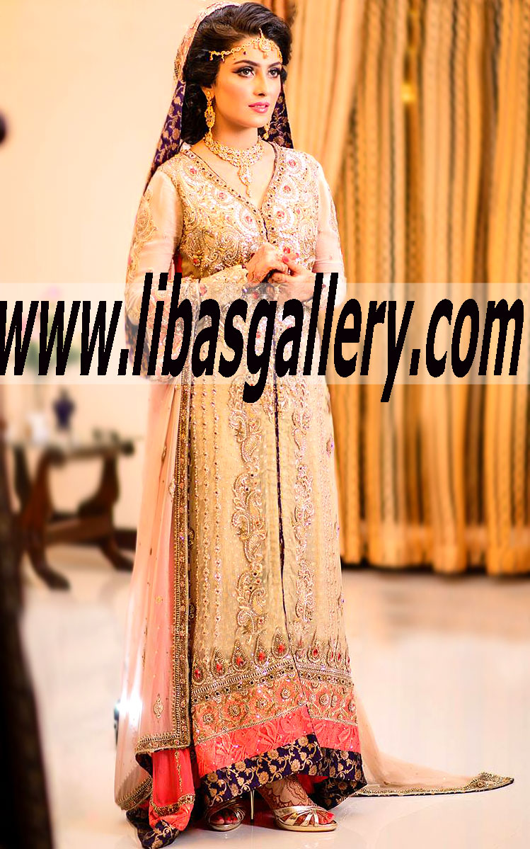 Ayeza Khan Heavy Embellished Anarkali Bridal Wear for Reception and Walima
