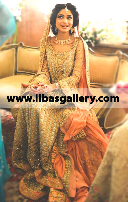 Bridal Wear Designer Sana Safinaz Heavy Embellished Bridal Lehenga Dress