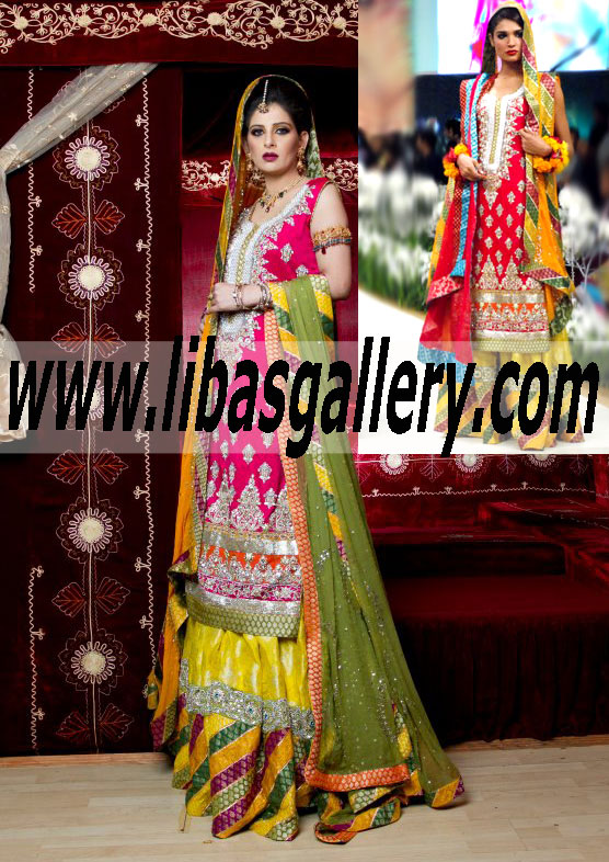 Bridal Wear High Quality Embellished Mehndi Mayon Suit