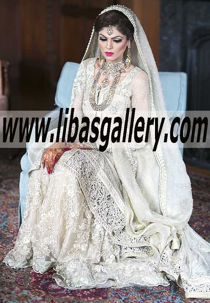 Marvelous Bridal Wear Sharara Dress for Reception and Valima