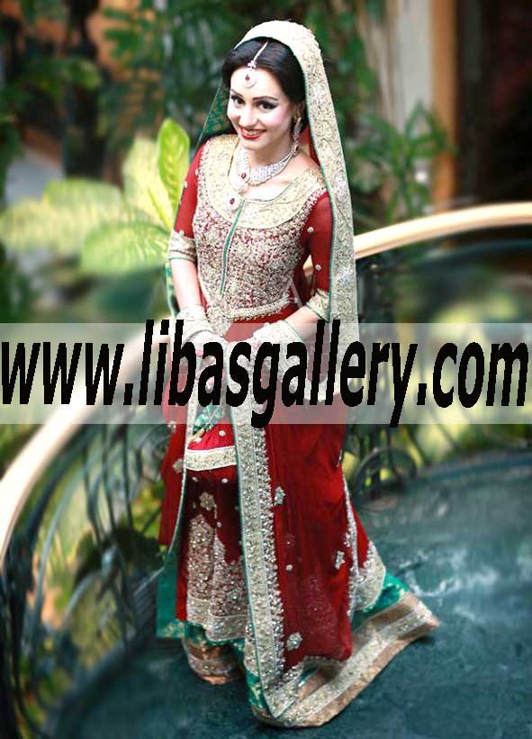 Spectacular Bridal Sharara Dress For Asian Wedding