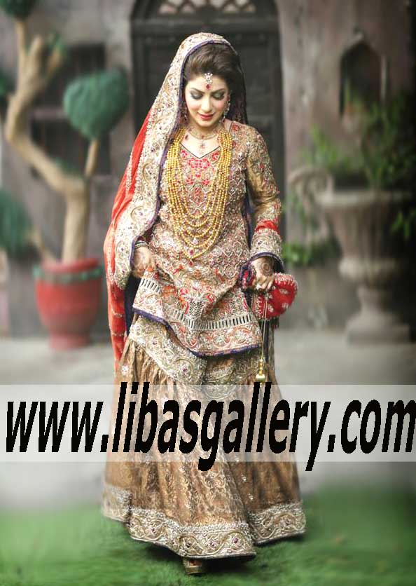 Magnificent Traditional Bridal Gharara Dress with Heavy Embellishments