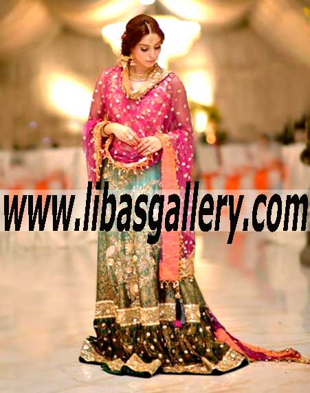 Wonderful Banarasi Bridal Lehenga with Short Blouse
