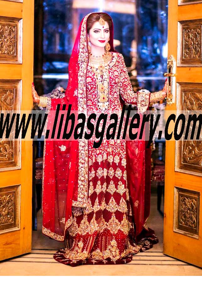 Spectacular Designer Anarkali Bridal Suit with Rich Embellished