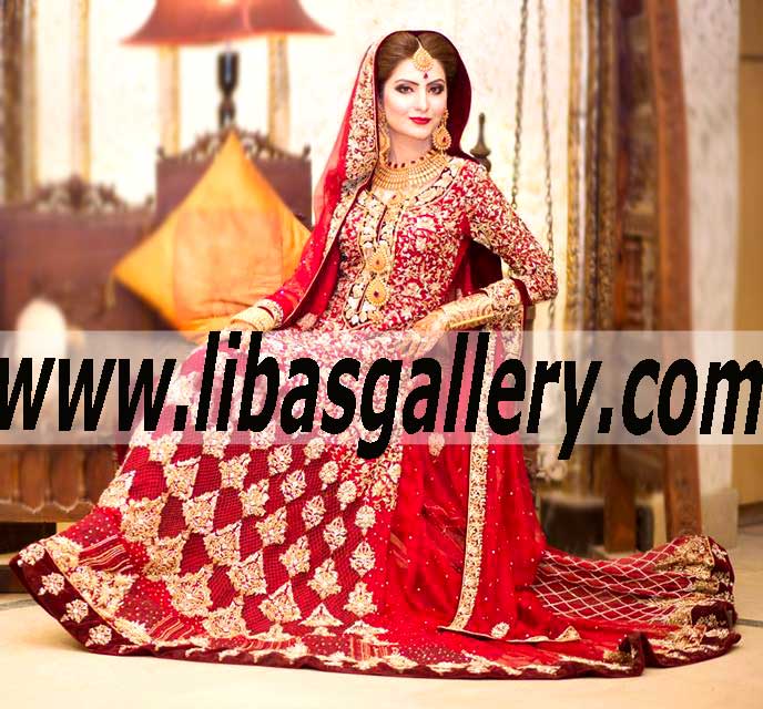 Spectacular Designer Anarkali Bridal Suit with Rich Embellished