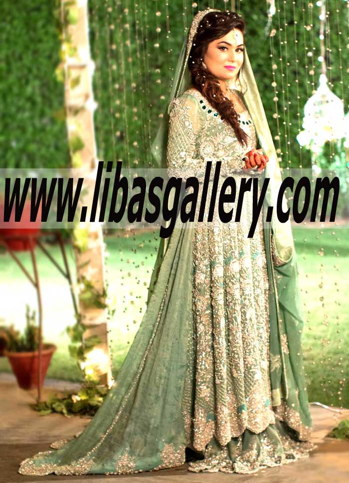 Luxurious Bridal Wear with Beautiful Sharara for Walima Reception