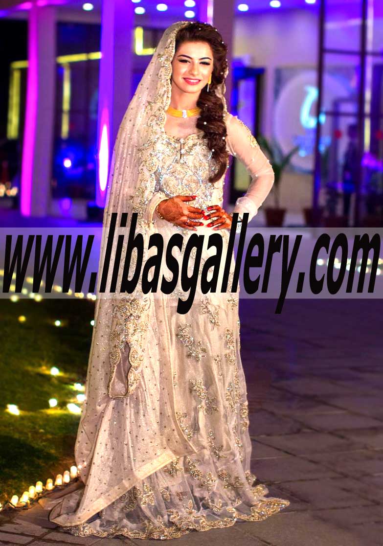 Luxurious Bridal Wear with Bridal GOWN and Heavy Embellished Dupatta