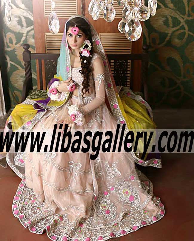 Beautiful Bridal Anarkali Dress for Wedding Mehndi Mayon Function