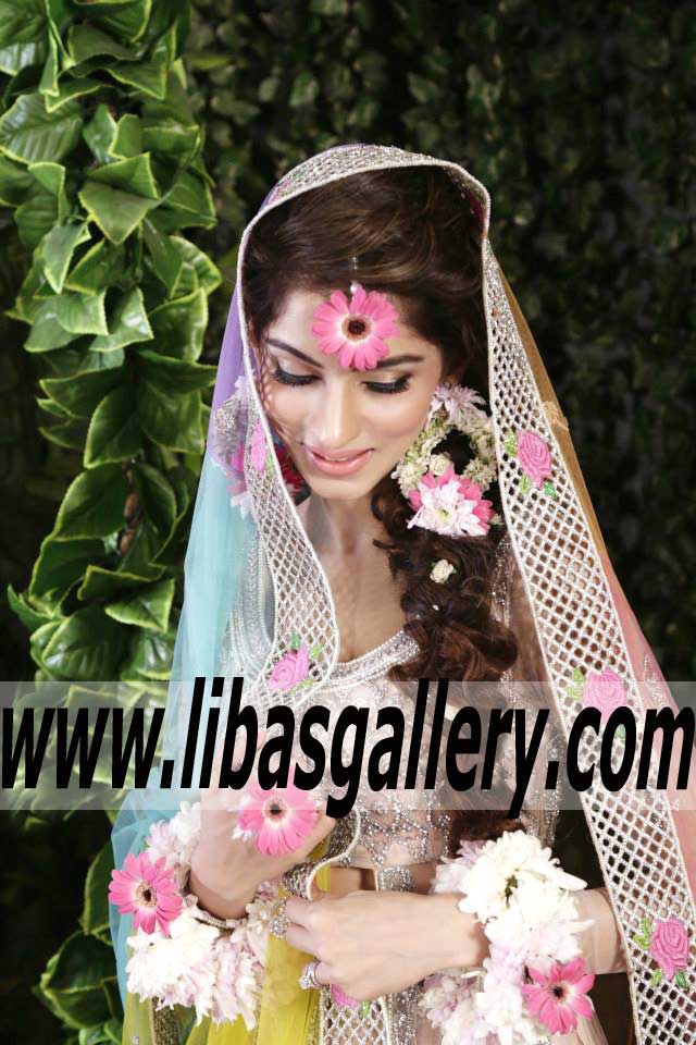 Beautiful Bridal Anarkali Dress for Wedding Mehndi Mayon Function
