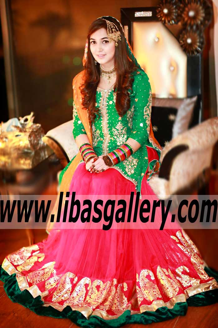 Mehndi lehenga hot sale designs 2015