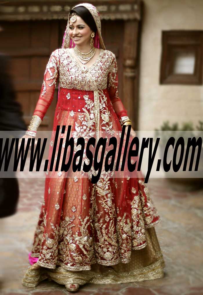 Luxurious Angrakha Anarkali Bridal Dress for Wedding and Special Occasions