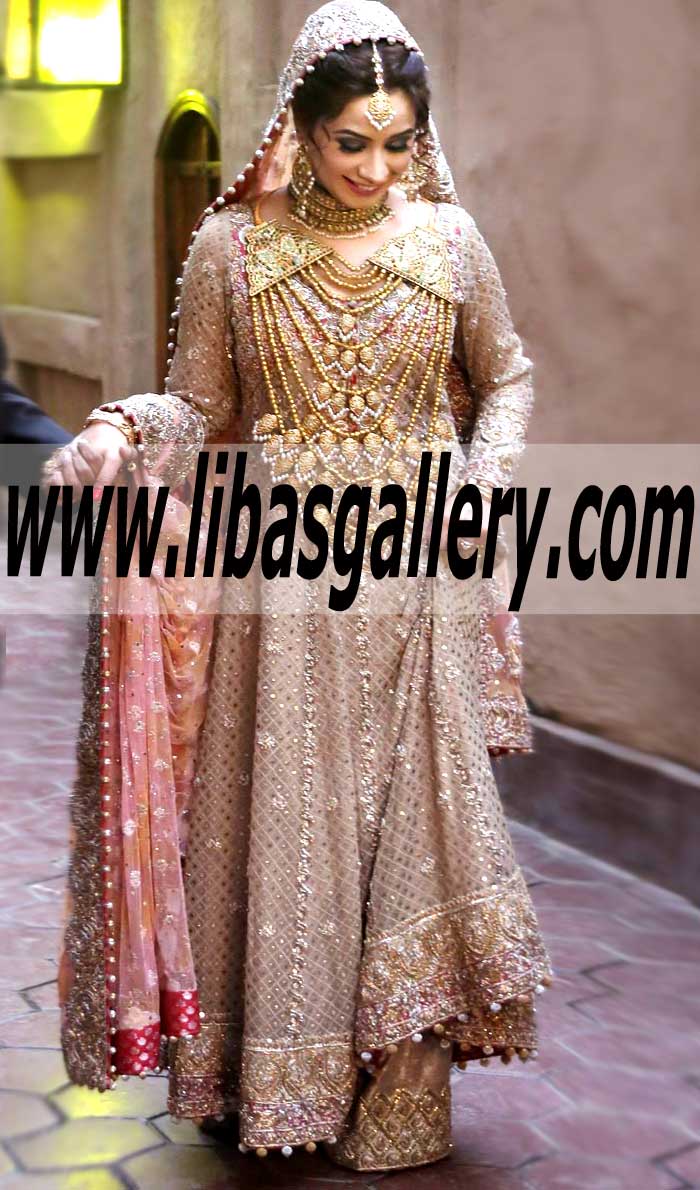 Royal Look Embellished Anarkali Dress for Wedding and Special Occasion