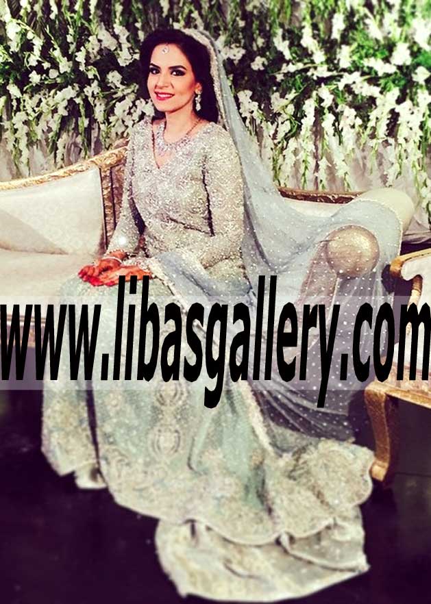 Miraculous Bridal Lehenga Dress with Delicate Embellishments for Wedding Reception Walima Events