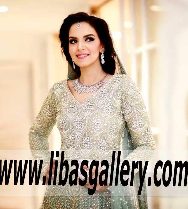 Miraculous Bridal Lehenga Dress with Delicate Embellishments for Wedding Reception Walima Events