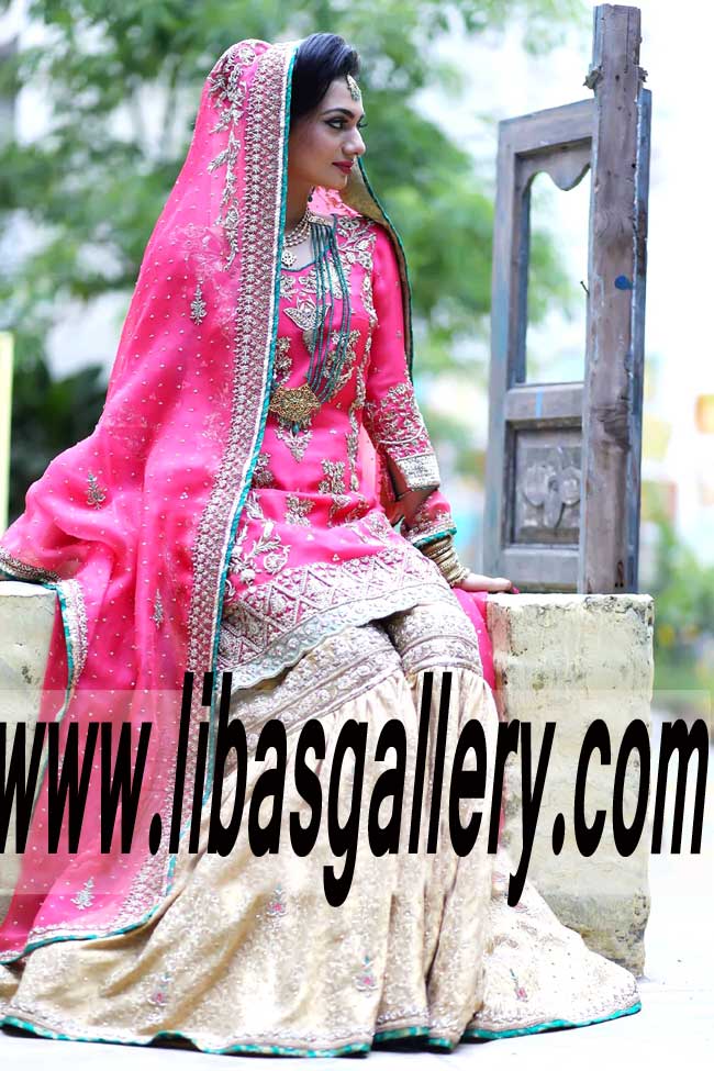 Glorious Special Occasion Gharara Dress for Engagement and Walima