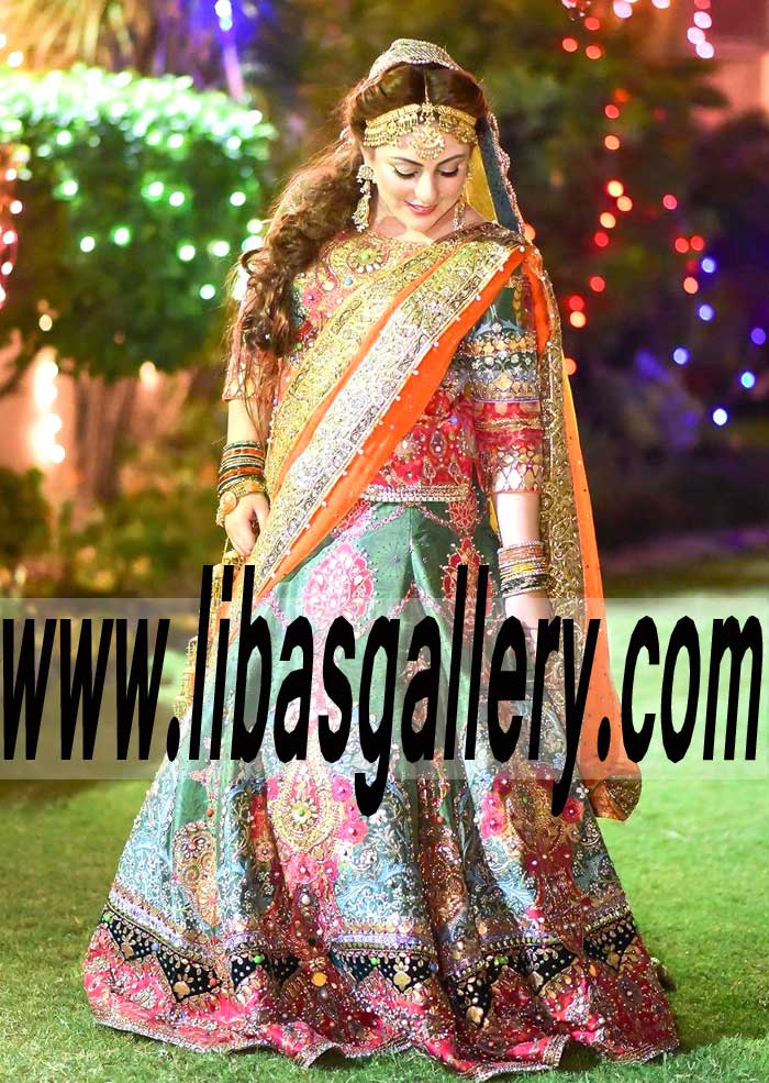 Gorgeous Plus Sizes Bridal Lehenga Dress for Special Occasion and Mehndi Event