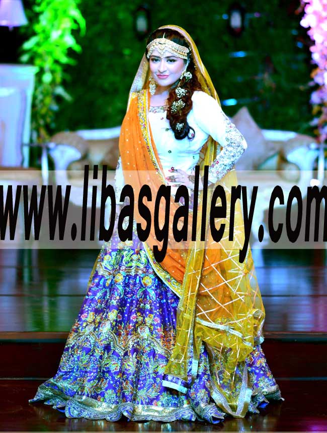 Modern Bridal Sharara Dress for Special Occasion and Mehndi Event