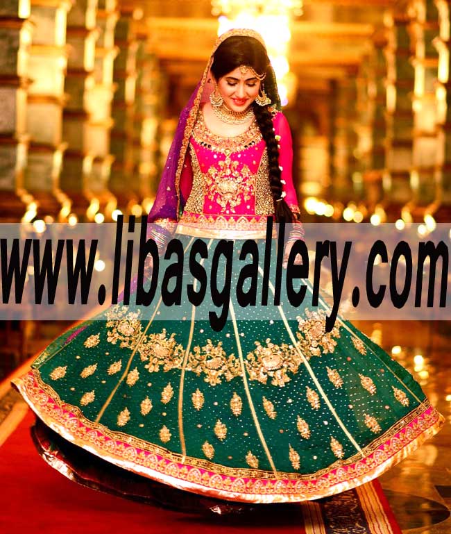 Glorious and Traditional Lehenga Bridal Dress for Special Occasion and Mehndi Event
