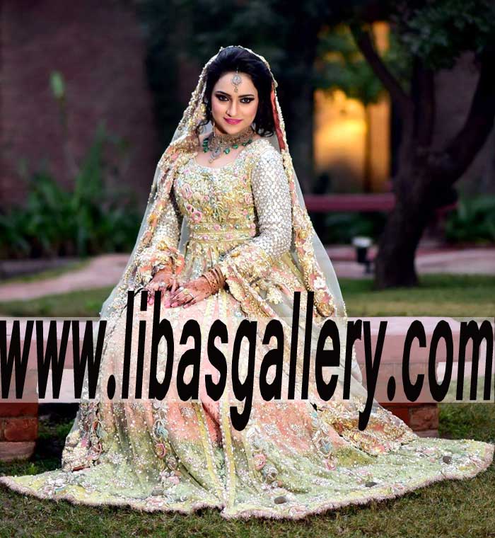 Stylish Heavy Embellished Anarkali Bridal Dress for Wedding and Special Events