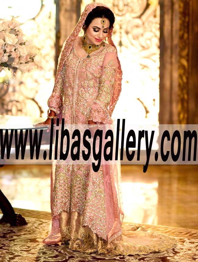 Amazing Wedding Dress with rich and marvelous embellished Train Lehenga for Reception and Valima