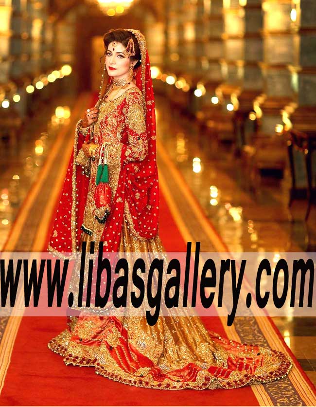 Glorious Designer Bridal Farshi Lehenga with Amazing Embellishments for High end Modern Bride