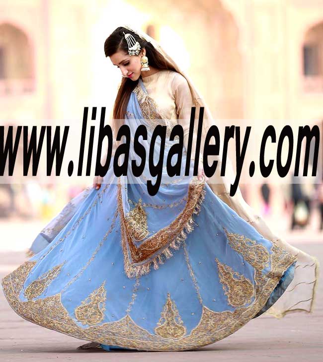 Classic and Traditional Bridal Sharara Dress for Nikah and Valima Event