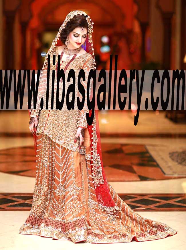 Classy and Attractive Train Bridal Lehenga Dress for Wedding and Special Events