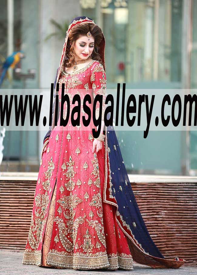Traditional Anarkali Bridal Wear with Banarasi Sharara for Wedding and Special Occasions 