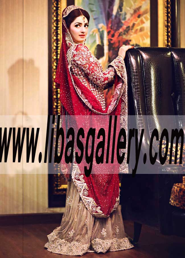 Luxurious Bridal Wear with Gharara and Heavy Dupatta for Beautiful Brides