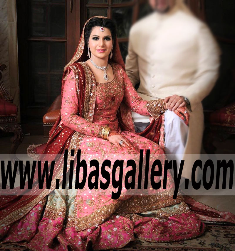 Lavish Bridal Dress with Attractive Banarasi farshi Sharara for Wedding