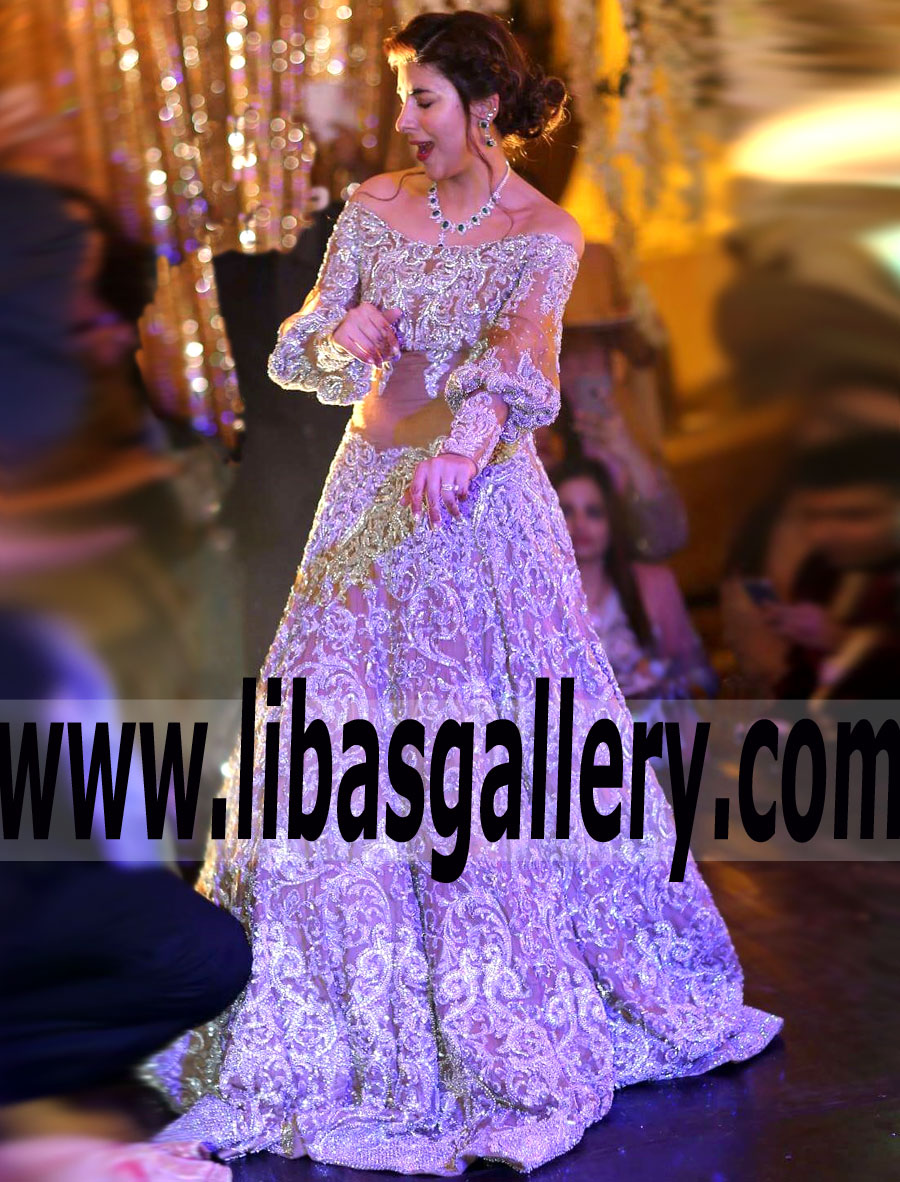 Magnificent Asian Bridal Gown Dress with Lovely and Graceful Embellishments for Wedding and Reception